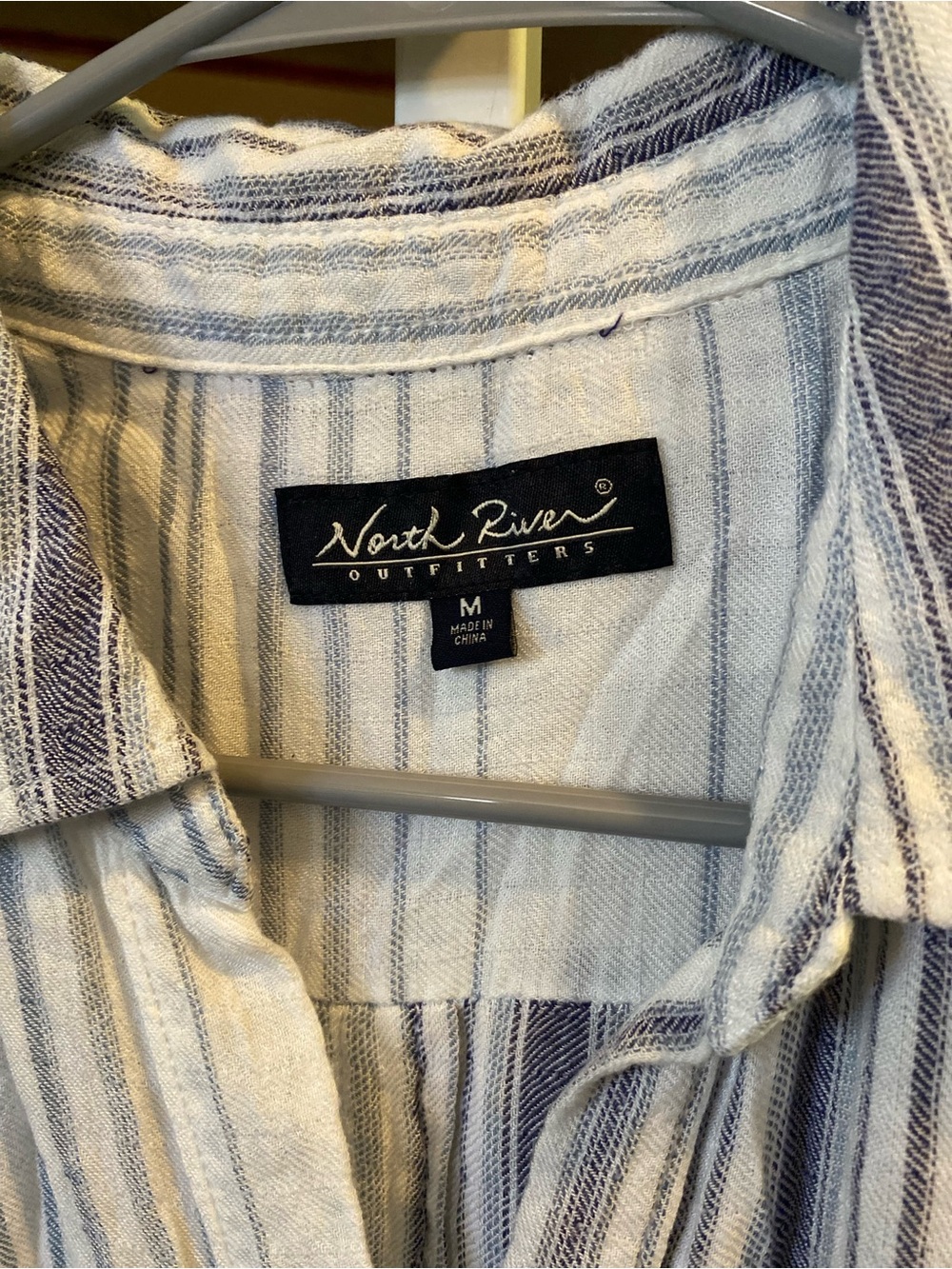 North River Off- White & Blue Striped Button-Front Shirt - Picture 2 of 2